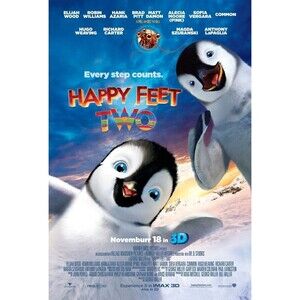 ORIGINAL Happy Feet Two Movie Poster (B) - 11 x 17 inch SS Brad Pitt IMAX 3D NOS